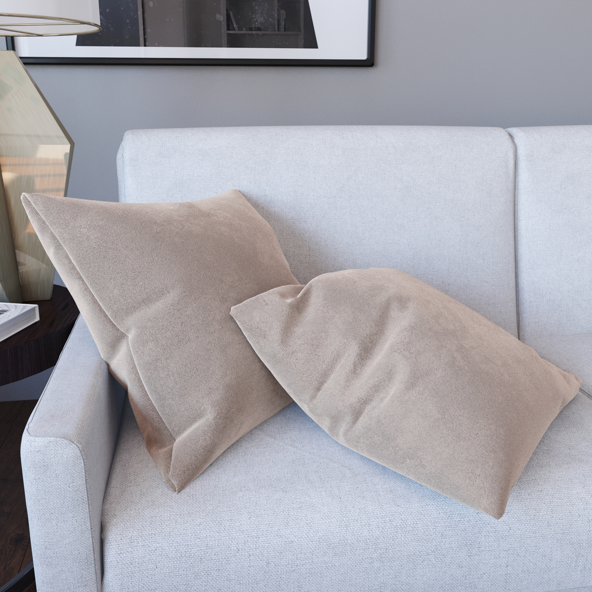 Set di 2 federe per cuscini in velluto morbido e resistente copricuscini per divano poltrona soggiorno arredo arredamento casa design moderno elegante con cerniera invisibile