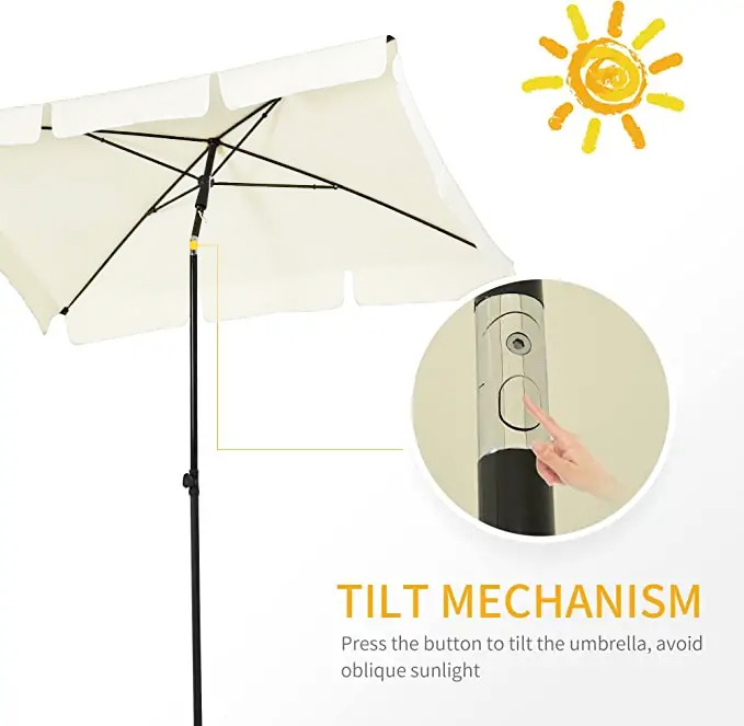 Ombrellone Da Giardino Rettangolare 3x2 M 'Bahamas' - Con Apertura A Manovella, Air Vent E Telo Anti-UV - Per Terrazzo, Piscina E Spiaggia - Foto 7